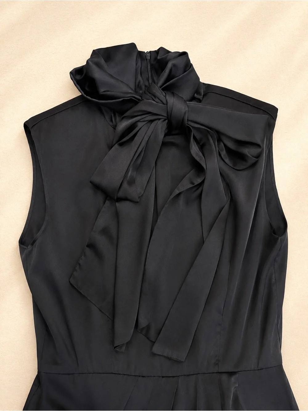Black Satin Bow-Tie Mini Dress